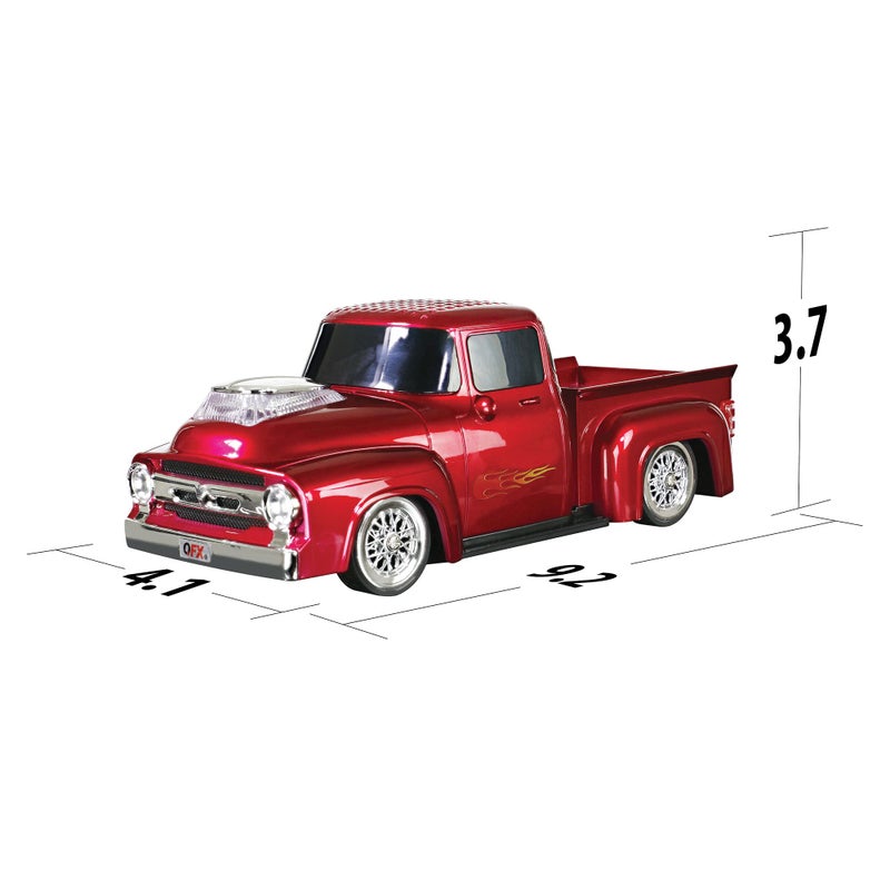 QFX Bluetooth 1956 Pickup Truck Replica Speaker, 3-inch Speakers, Hands Free Link, Built-in Microphone, FM Radio and LED Party Lights, Red - BT-1956 RD - Image 2
